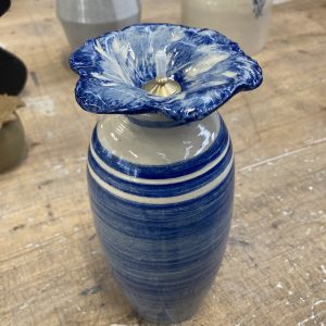 Grande lampe à huile Fleur bleue
