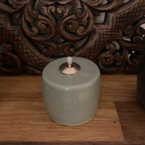 Mini-lampe à huile "cube" vert de gris